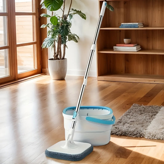 Get the ultimate cleaning companion with the Rotary Mop and Bucket Set. This set comes with a squeegee for easy cleanup and is perfect for home cleaning. The Rotary Mop features a dry and wet separation system and a square design for efficient cleaning.