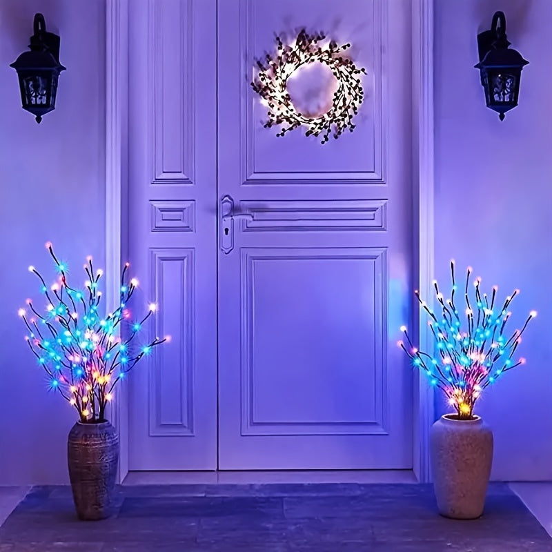 1 piece of Art Deco style 20 LED tree branch lights with geometric pattern. Freestanding tabletop decorative string lights for living room. Switch control, battery powered. Flower theme night light for bedroom, perfect for birthdays, Easter, or gifts.