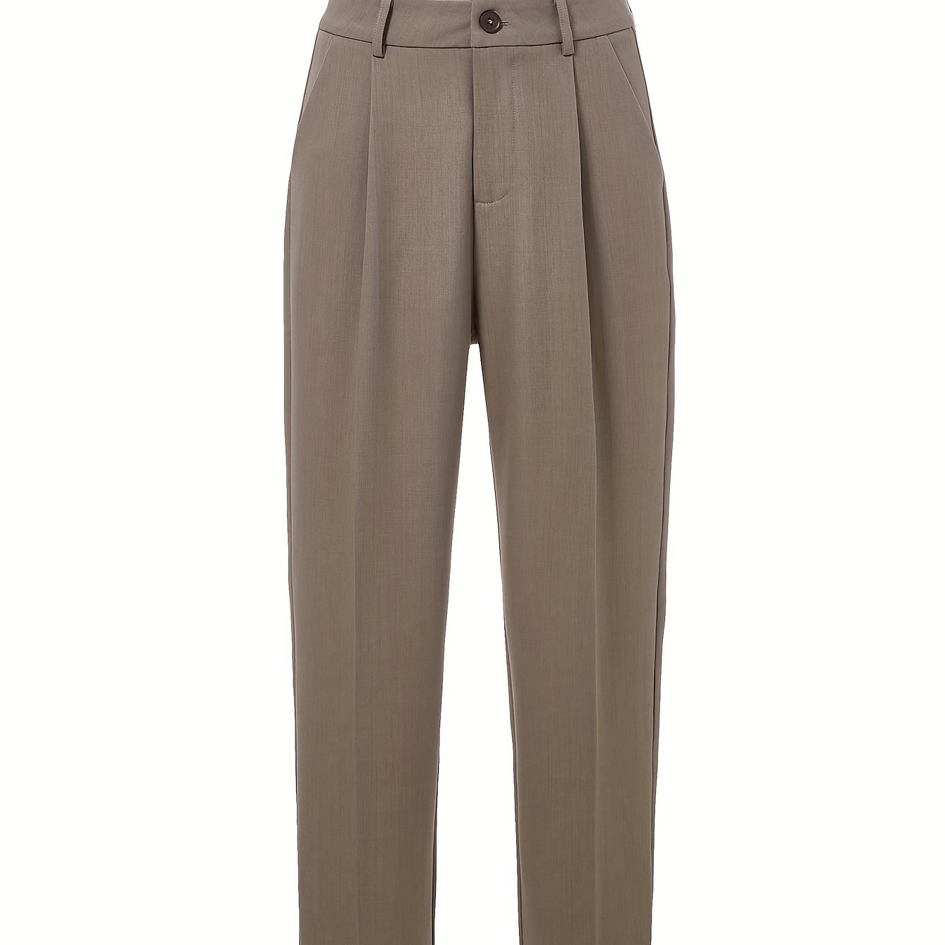 Pleated straight leg pants with pocket, casual cropped suit pants for women.