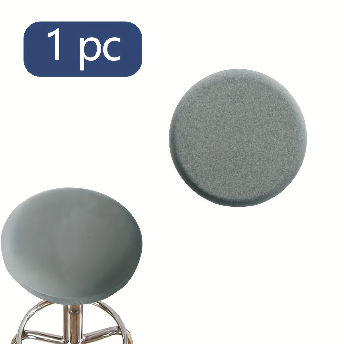 Classic solid color round stool cover in 1pc, 4pcs, or 6pcs options. Made of high elastic material that is clear and natural, dustproof, soft, and adhesive. Suitable for various round chairs. Weighs 120gsm.