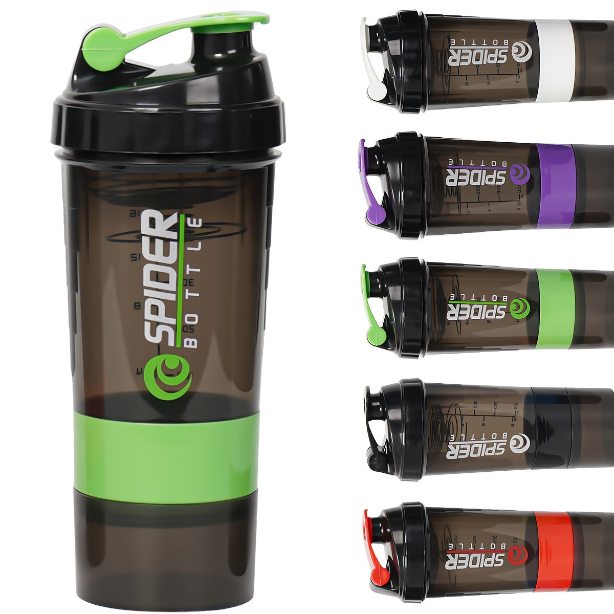 A 500ml protein shaker bottle with layered storage, portable, leak-proof design, and mixing ball. Perfect for gym workouts, weightlifting, and outdoor activities. Ideal for giving as holiday gifts to friends.