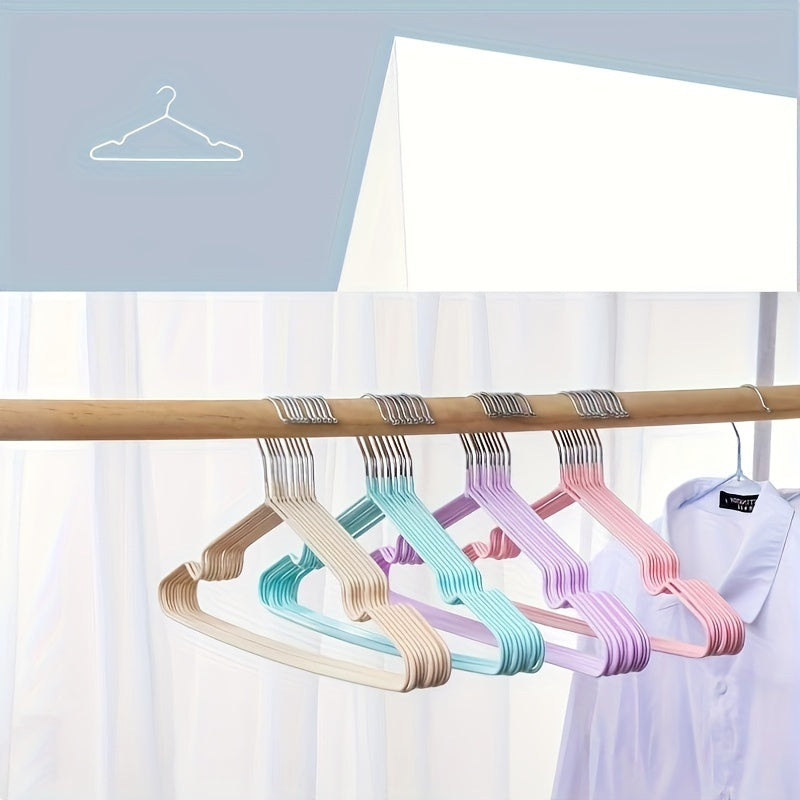 Set of 10 Sturdy Metal Hangers - Strong, Reliable Construction for Neat Home Storage & Organization