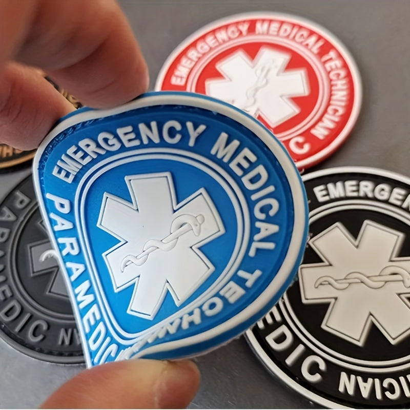 Paramedic PVC Rubber Badge featuring the Star of Life - A soft and durable first aid emblem perfect for attaching to backpacks and clothing.