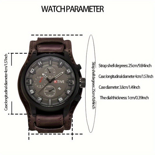 Trendy European and American men's watch with a Korean twist, featuring a large dial and calendar, designed for police and special forces.