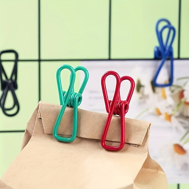 Set of 10 Food Bag Chip Clips - Multipurpose Sealing Clips for Food Preservation, Airtight Clamp for Ultimate Freshness. Made with Durable Metal Cloth for Use with Food Bags, Snack Bags, Documents, and More. Perfect for Organizing and Storing in the