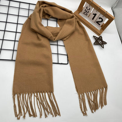 Men's Classic Winter Plaid Scarf with Tassel Edge - Stay Cozy and Stylish with this Soft Polyester Scarf, Perfect Fashion Accessory for Men with Woven Design