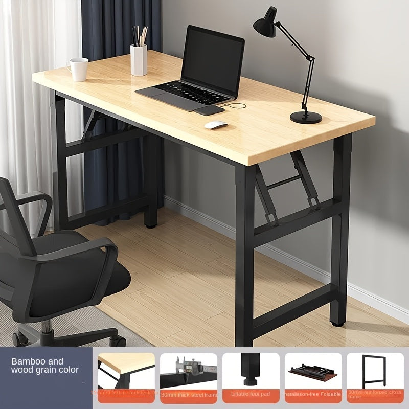 Foldable Office Desk for Work, Study, Dining - Metal Frame in White/Yellow/Black - Versatile for Various Uses