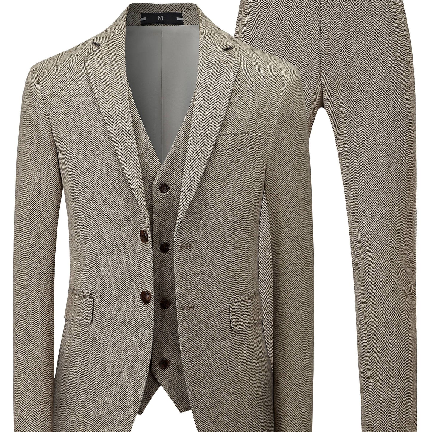 Men's 3-piece retro herringbone suit