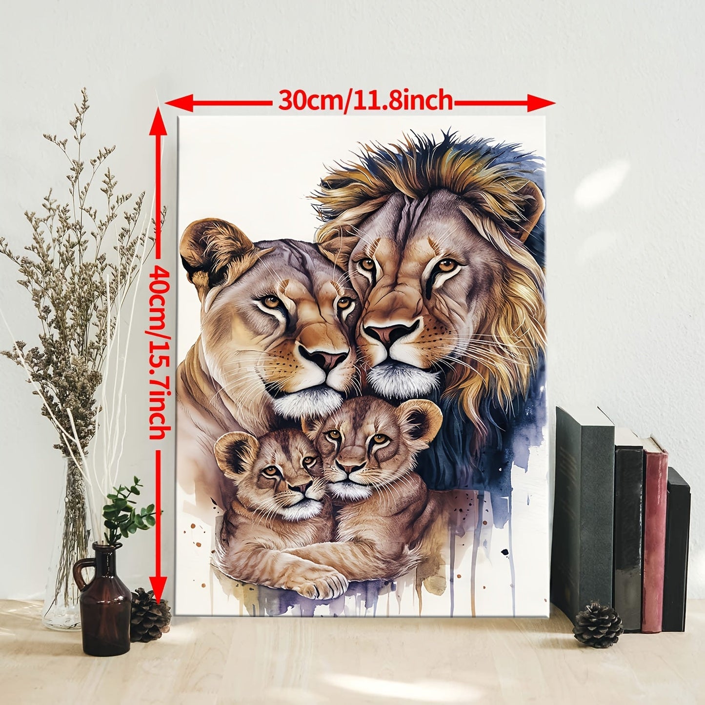 Lion Family Canvas Wall Art - 3.81cm Thick Framed, Ideal for Enhancing Bedroom & Living Room Décor, Thoughtful Gift Option