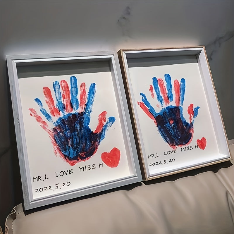 Couple's pet hand and footprint photo frame painting - a DIY commemorative gift.