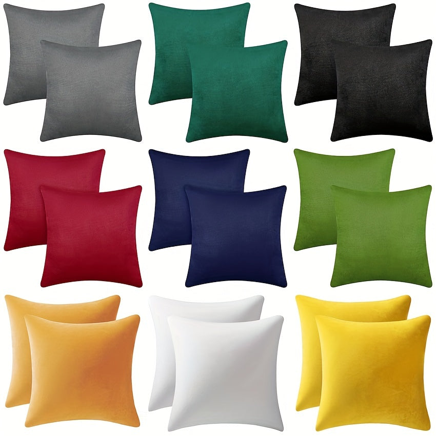 Two velvet soft solid color pillowcases for sofa, bedroom, car - 18x18 inches (45x45cm)