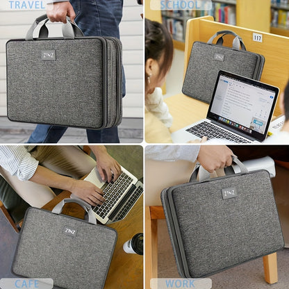 ZINZ Lightweight Laptop Bag - Sleek Black Polyester, Waterproof & Portable with Large Storage Capacity and Padded Compartment for Office, Travel, and Daily Commute