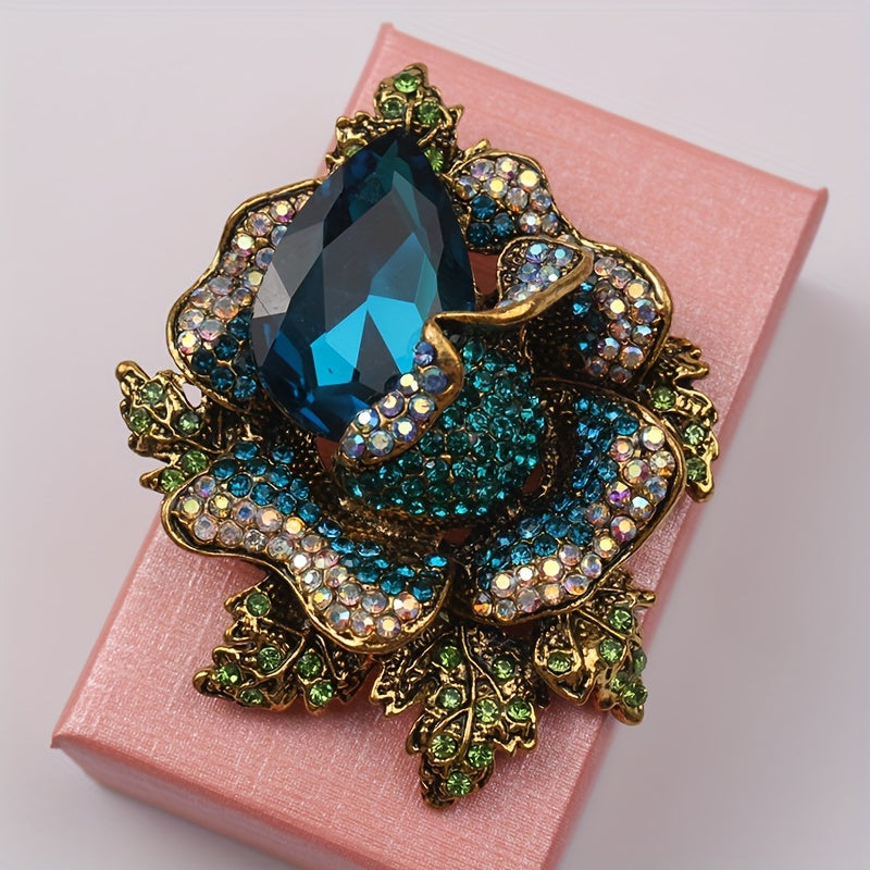 Elegant Vintage Crystal Rhinestone Flower Brooch Pin with Unique Irregular Shape - a Stylish Fashion Accessory