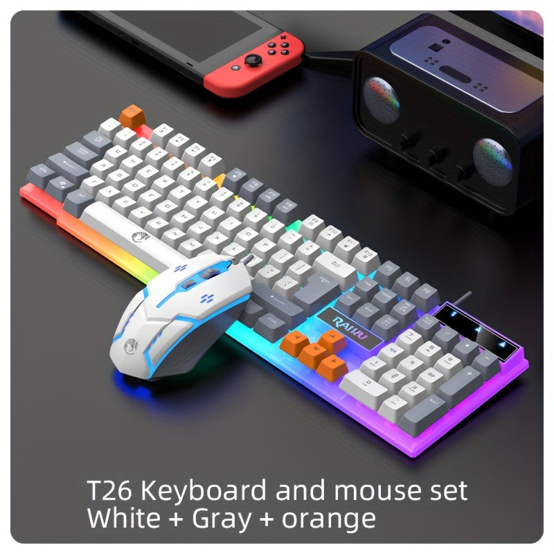 Colorful Glowing Keyboard and Mouse Set for Gaming