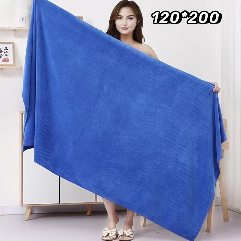 Large, lightweight bath sheet measuring 119.38cm x 200.66cm. Ultra-soft, quick-dry nylon/polyester blend with striped design and modern style, ideal for home use.