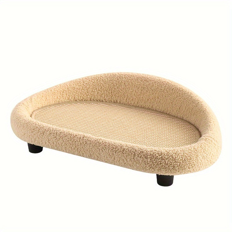 Cat Sofa Bed with Scratching Pad, Assembled Faux Hemp Scratcher, Durable Resting Area for Cats.