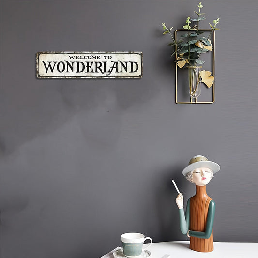 Welcome to Wonderland Gothic Decor 1pc - Halloween Decoration, Witchy Wall Decor - 40.64 X 10.16 Cm Horror Sign for Dorm or Teen Room Decor