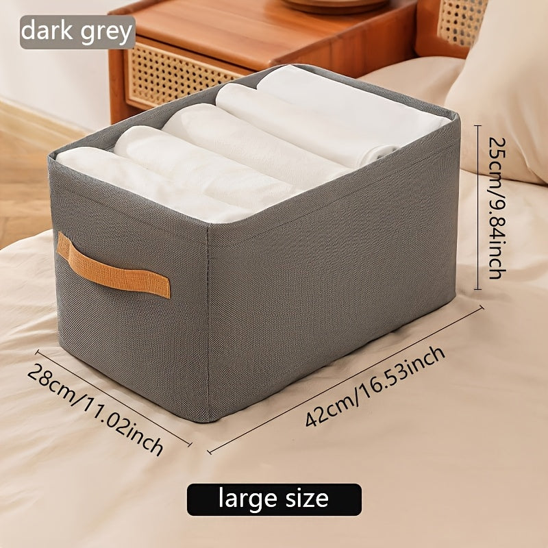 A versatile clothes storage box with handles, a convenient and lightweight addition to your wardrobe organization.