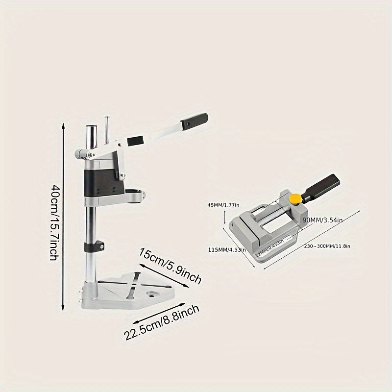 Heavy-duty aluminum vise clamp & drill press stand, multi-functional workstation for woodworking & engineering, waterproof & adjustable height, no assembly required, compatible with