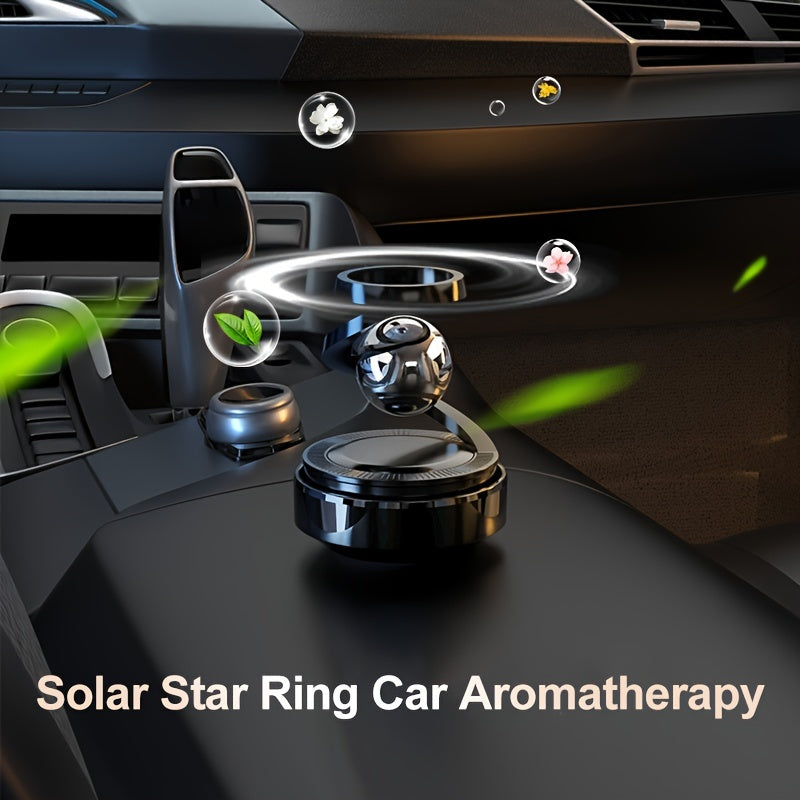 Solar energy rotating star ring ornament with high-end jewelry featuring long-lasting solid fragrance tablets.