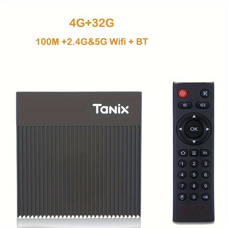 Tanix X4 Android TV Box with Amlogic S905X4, Android 11.0, 4GB RAM, 32GB/64GB ROM, 2.4G & 5G Wifi, 100m LAN, set-top box media player.