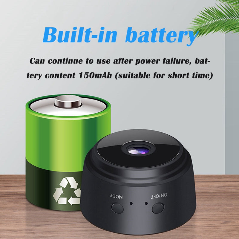 The Oimlyo A9 Smart WiFi Camera offers 480p security surveillance with a magnetic base for easy mounting. It can be powered by battery or USB and is compatible with smartphones for remote viewing via a mobile application. The rechargeable lithium polymer