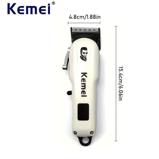 Kemei Professional Cordless Hair Cutter for Men, USB Rechargeable Barber Trimmer with LCD Display, Lithium Battery.