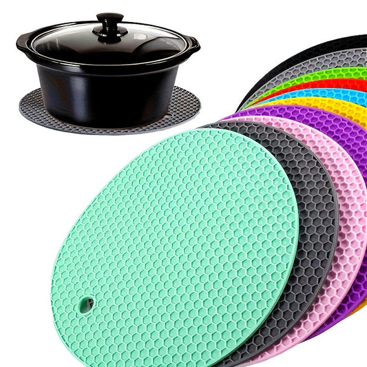 Set of 3 Colorful Silicone Heat-Resistant Mats - Non-Slip, Thick Grips for Can Openers, Placemats, Teapot Holders, Spoon Rests, Coasters, and Bottle Openers - Must-Have Kitchen Accessories for Daily Use, Hot Pads for Cooking, Ramadan, Mubarak, Uncharged