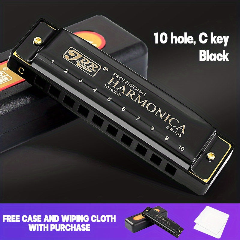 10-hole C Key Blues Harmonica with Hard Case - Ideal for beginners, students, and professionals - Great gift for Eid Al-Adha