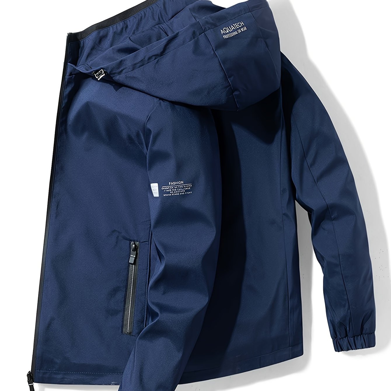 Solid hooded jacket for men, ideal for work and outdoor sports, with cargo pockets.