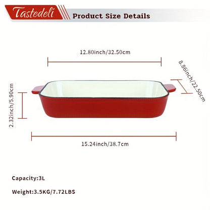 Лазанья-форма из эмалированного чугуна Taste Deli имеет размеры 33,02x22,86 см - Идеальный выбор для выпечки, жарки и подачи.