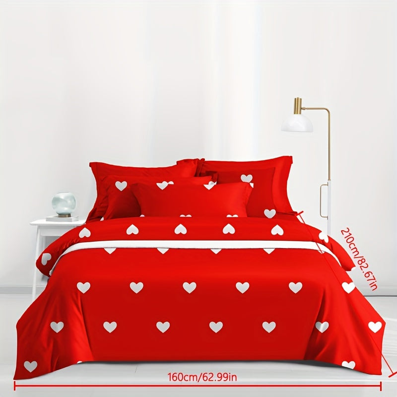 1 Brushed Duvet Cover with Love Print, Soft and Comfortable, for Bedroom or Guest Room (Duvet Core and Pillowcase not included)