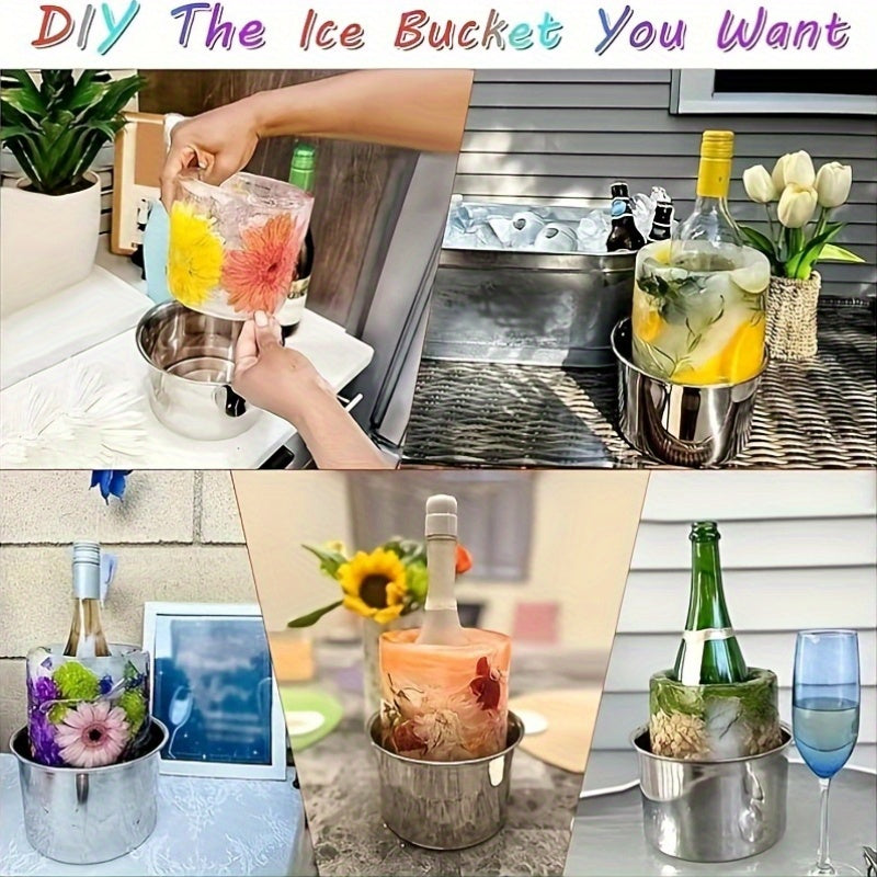 This Ice Mold Wine Bottle Cooler doubles as a Champagne Bucket, perfect for creating DIY Champagne cocktails. The transparent bucket can be frozen to keep your drinks cool during holiday parties, wedding celebrations, and various festivals.