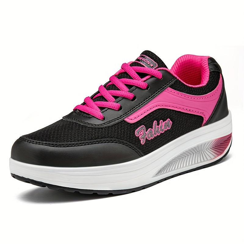 Women's fashion walking shoes with shock absorption wedges, breathable for outdoor casual wear.