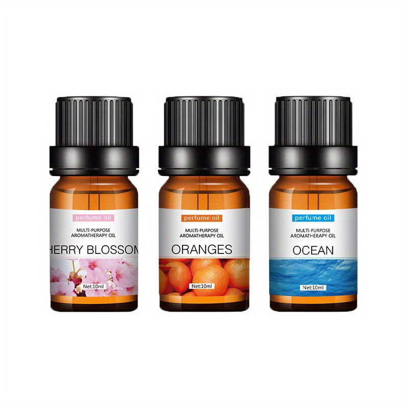 3/6pcs of Essential Oil Pack with 12 types (Rose/Ocean/Cherry Blossom/Lavender/Lily/Sandalwood/Sweet Orange/Osmanthus Green Tea/Mint) for diffuser, humidifier, massage, candle, and hair