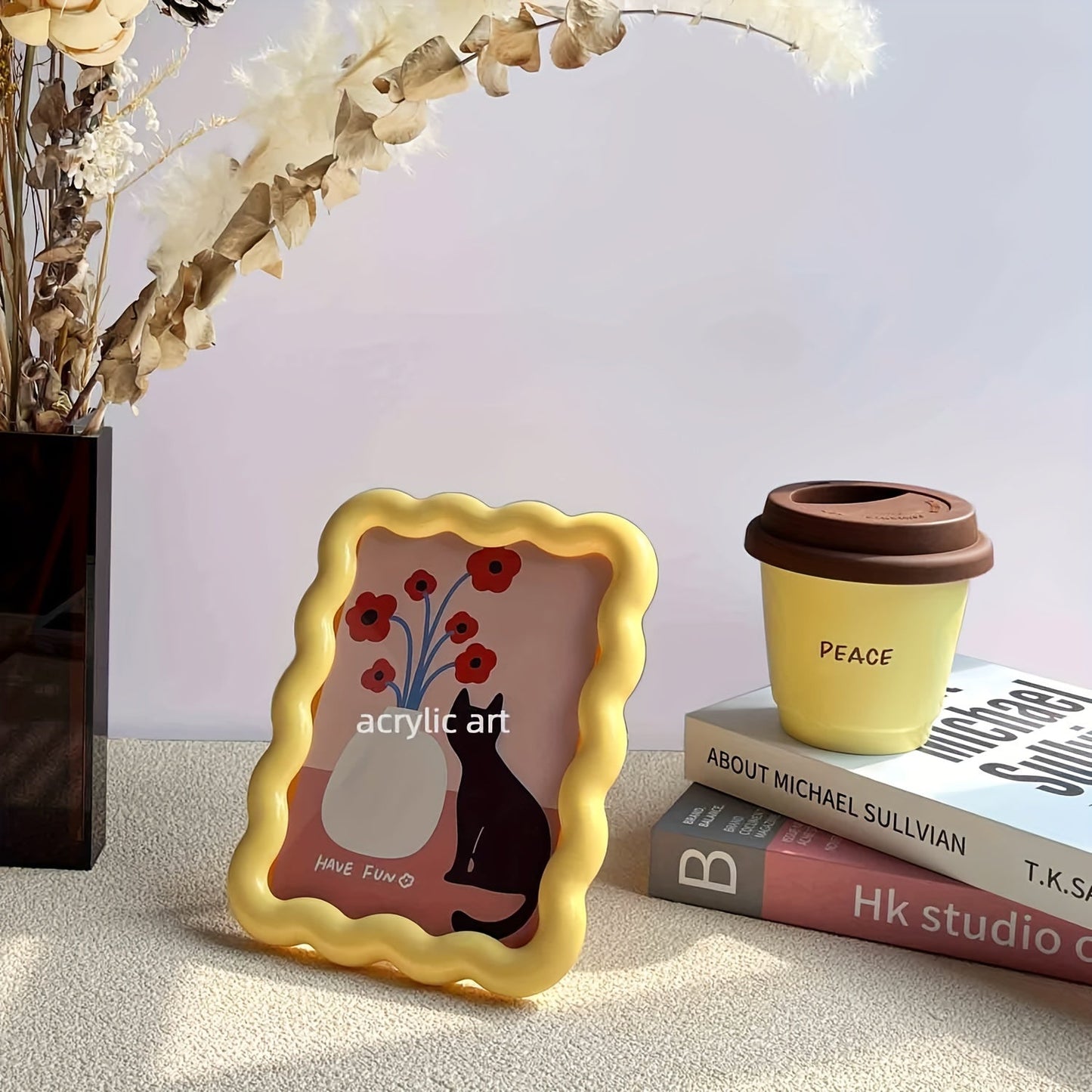 Adorable Milk Yellow Photo Frame for Desktop or Wall, Ideal for Small Paintings and Creative Home Decoration