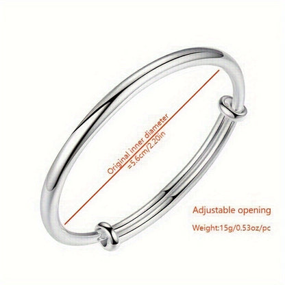 S925 Sterling Silver Elegant Bracelet for Women with Round Design, Sleek Finish, Solid Structure, Trendy Korean Style, Adjustable Classic Bracelet