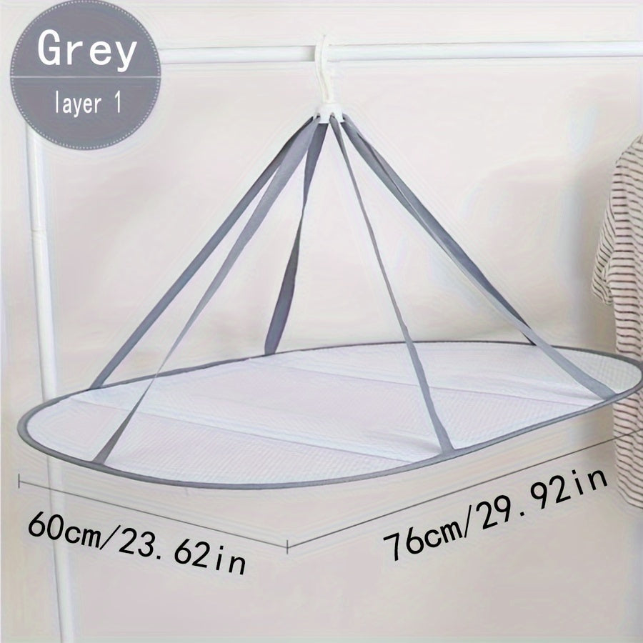 Space-Saving Mesh Clothes Drying Rack with 2 Tiers - Perfect for Sweaters, Shirts & Socks. Easy Hang Design, No Electricity Needed - Great for Home Laundry and Organization.