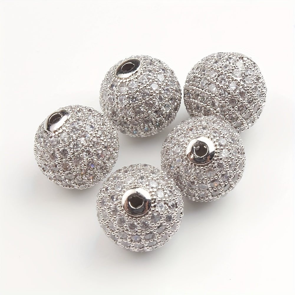 Set of 3 cubic zirconia ball charms in 6/8/10mm for bracelet making