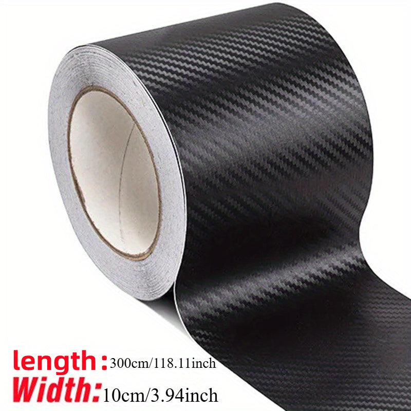 3D Nano Carbon Fiber Car Door Sill Protector with PVC waterproof adhesive tape, Universal Fit in Black.