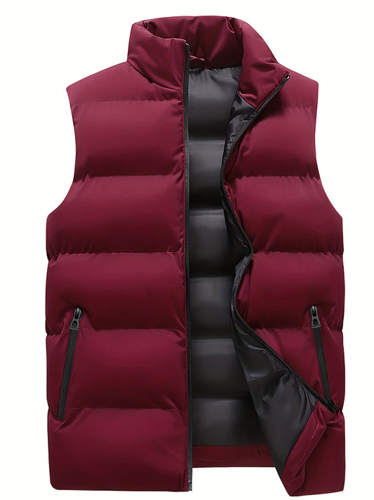 Men's stand collar casual vest, thin and loose fitting fashion.