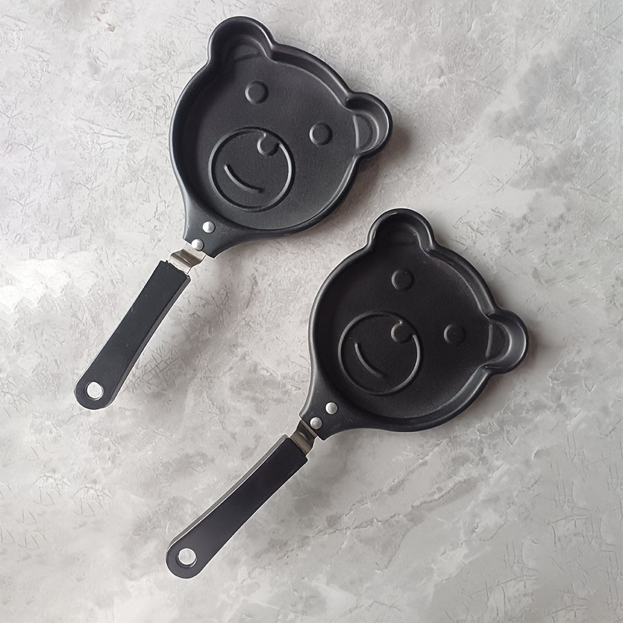 Hand Wash Only - Cute Cartoon Bear Design Non-Stick Cast Iron Mini Breakfast Skillet, Ideal for Eggs & Pancakes