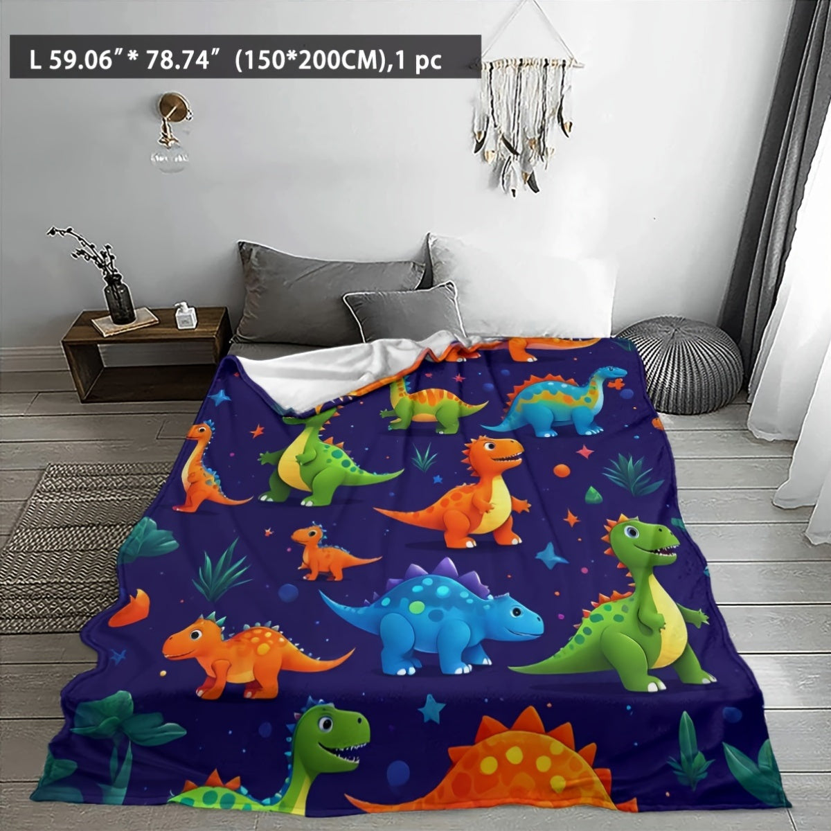 Stay warm and cozy year-round with our Dinosaur Paradise Fleece Blanket - perfect for all seasons!