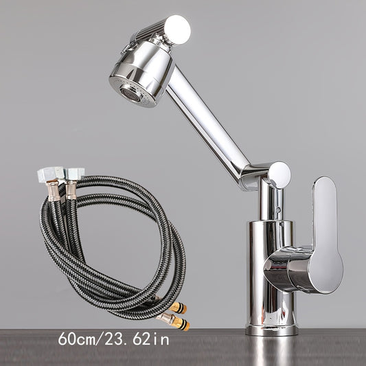 Adjustable modern robotic arm faucet set for kitchen and bathroom, commercial grade vanity faucet with cat water inlet, dual hot and cold water mix.