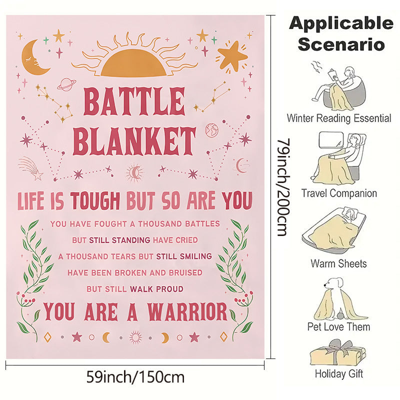 Women's Inspirational Cancer Care Blanket - Cozy Flannel Throw with Uplifting Quotes, Ideal for Those Going Through Chemo or Fighting Cancer - A Thoughtful Gift for Healing and Comfort, Perfect for Home, Office, or Outdoor Use