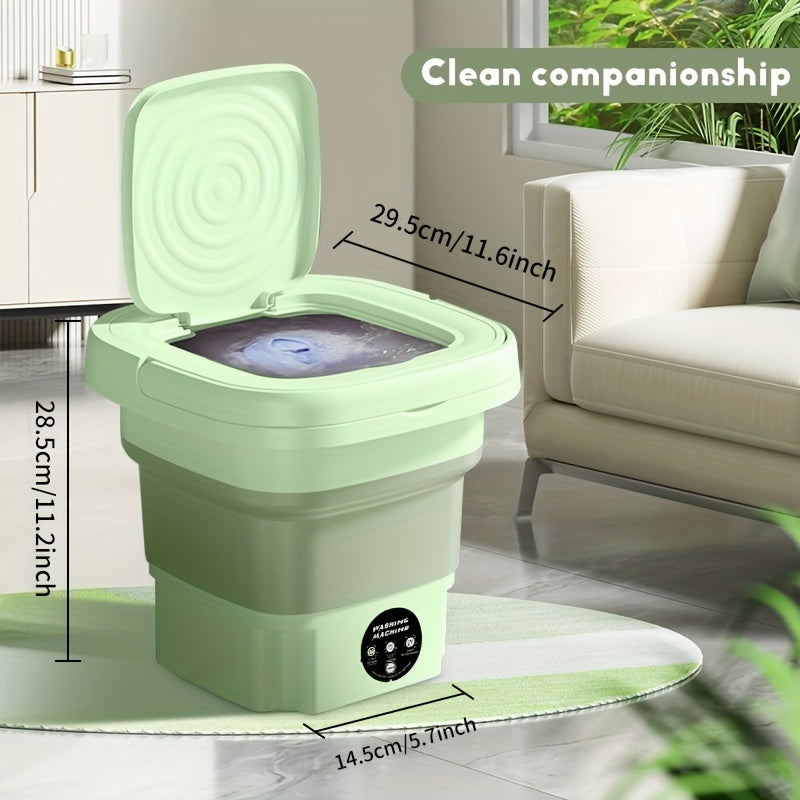 MOMMED Portable Mini Washing Machine 8L is a compact, energy-efficient laundry washer suitable for small loads, underwear, household, car, dormitory, and RV. It is space-saving and comes