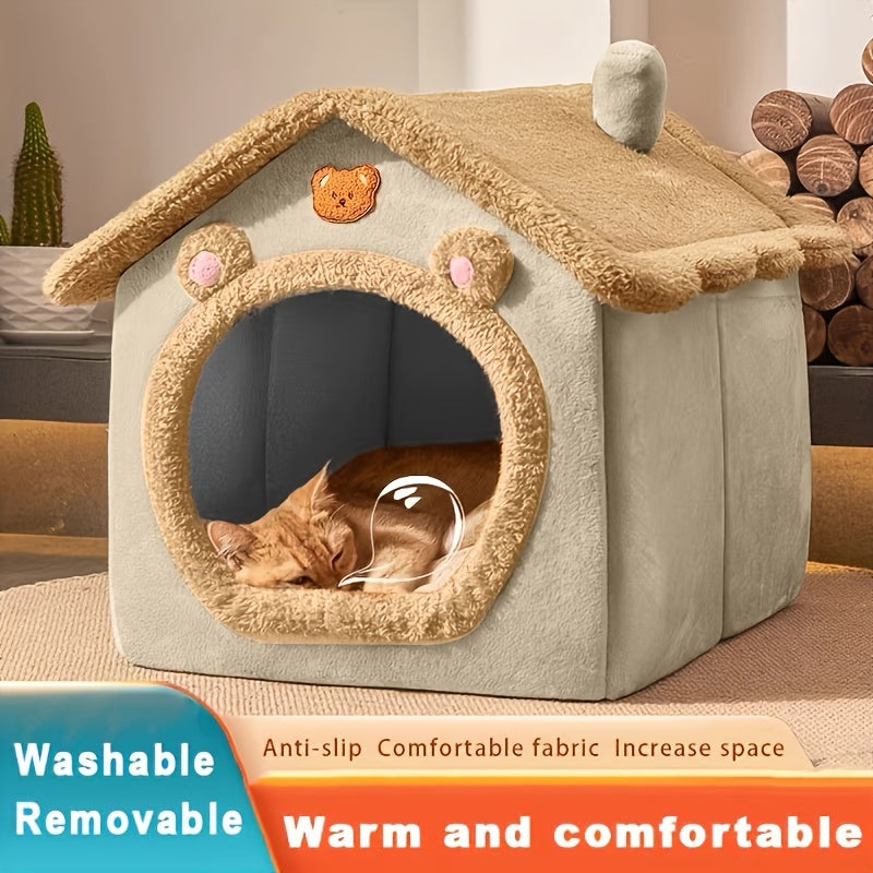 1pc Cat Kennel/Dog Kennel, House Type, Four Seasons, Small Cat and Dog Kennel, Winter-Warm, Disassemblable and Washable Pet House.