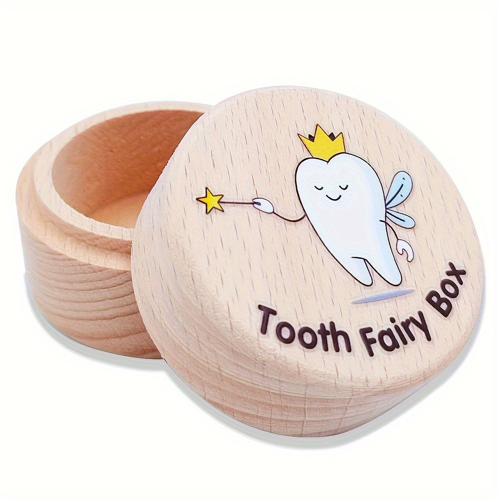 Wooden Tooth Fairy Box, Adorable Keepsake Storage Box for Children's Teeth, Ideal Gift for Christmas, Halloween, Thanksgiving, New Year's, or Valentine's Day.