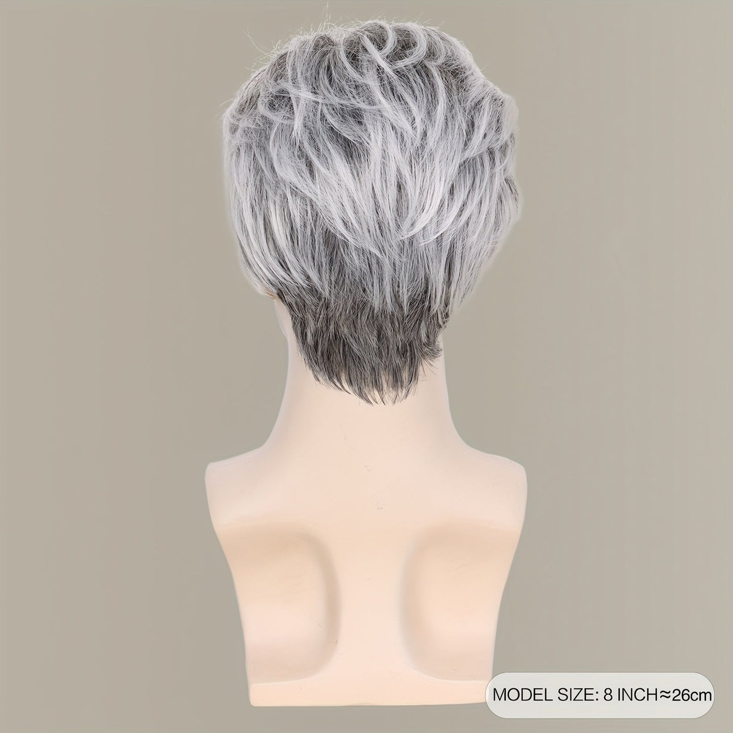 20.32 cm Synthetic Hair Wig in a Stylish Silvery Gray Shade with Bangs