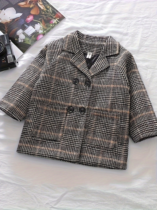 Boys' Stylish Plaid Coat - Casual mid-length jacket perfect for fall/winter.